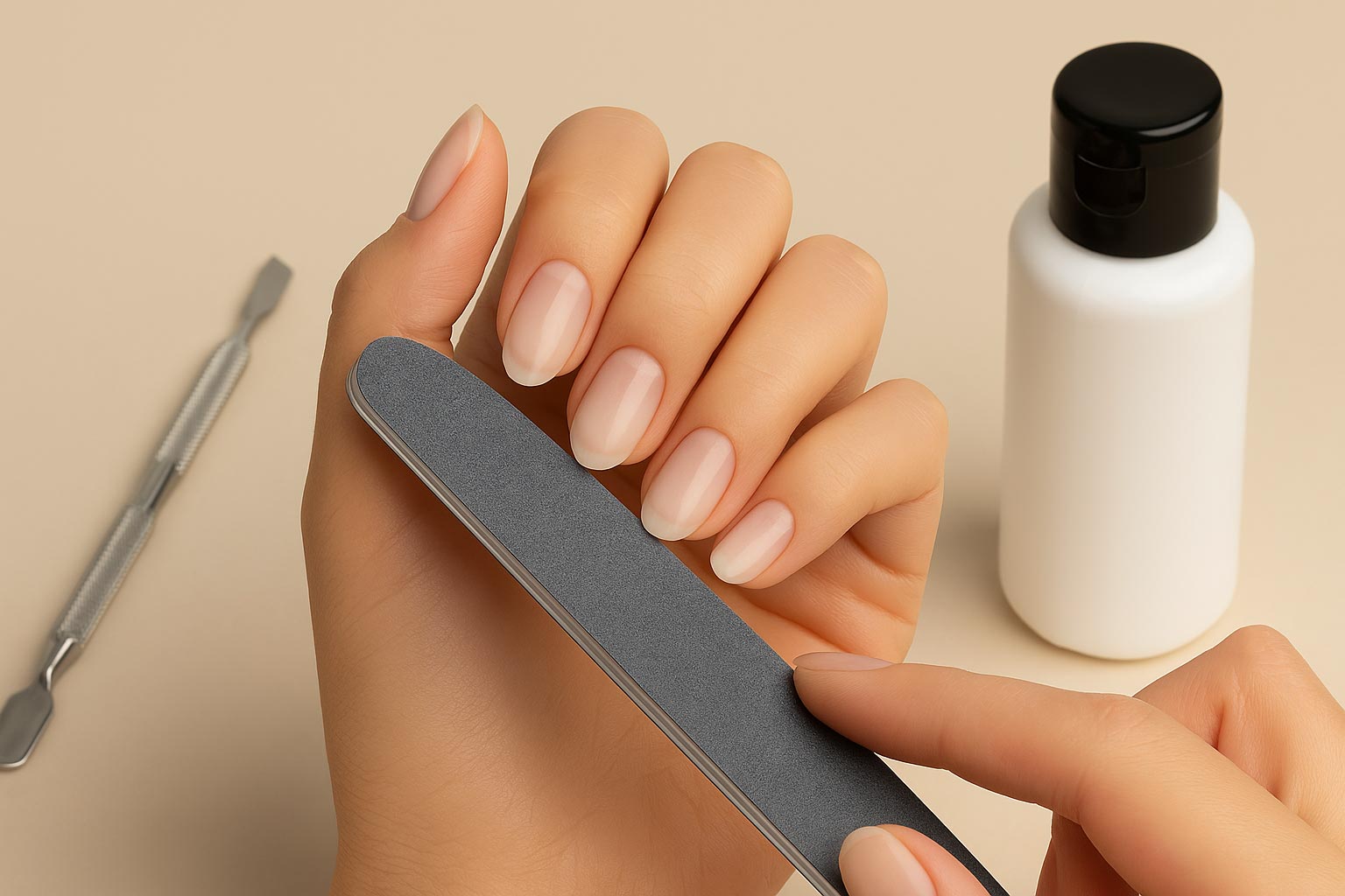 Valmistelu: viila, cuticle pusher ja cleanser