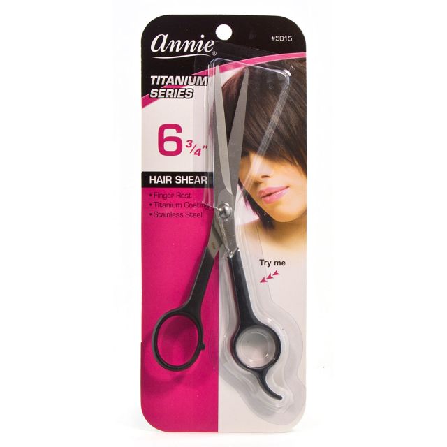 Annie Hair Cutting Scissors Titanium 6.75" Black