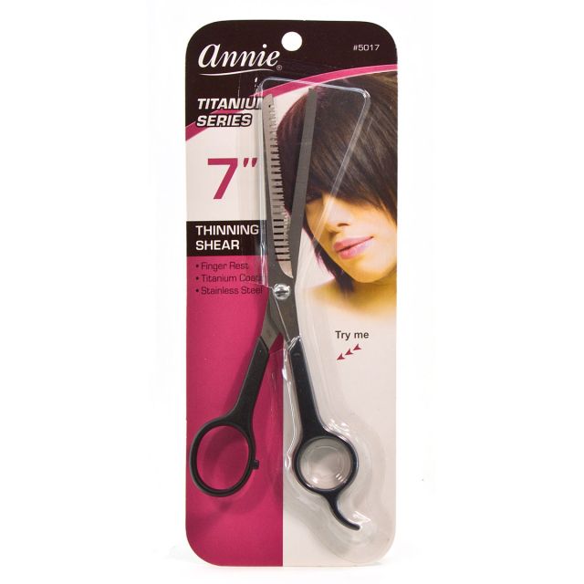 Annie Hair Thinning Scissors Titanium 7.0" Black