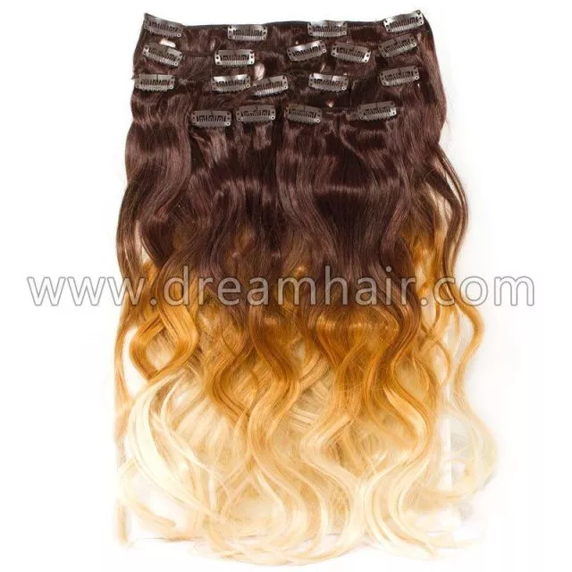 Clip-On Ombre Hiustenpidennys 8-osaa 50cm/160g 4/27/613#