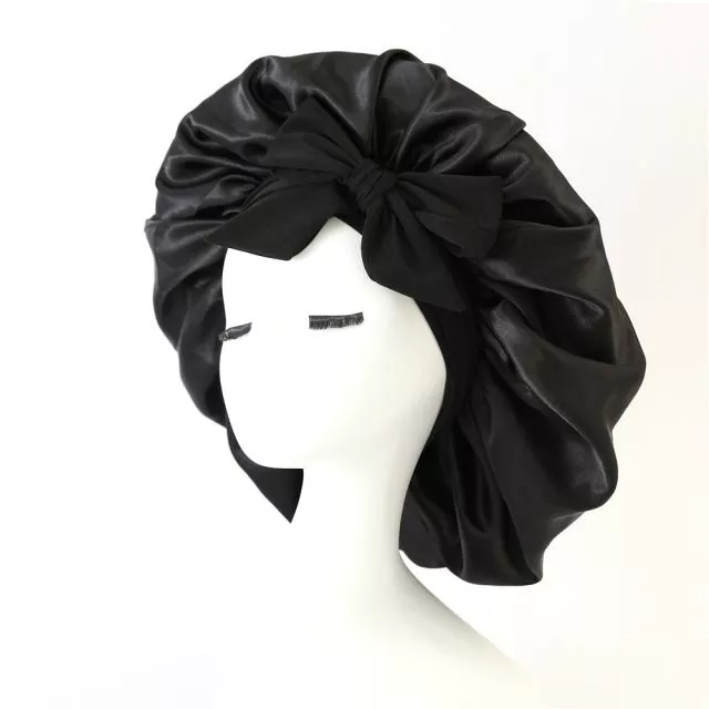 Satin Bonnet Yöpäähine Musta
