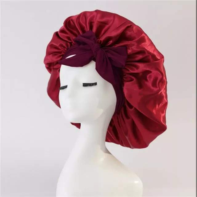 Satin Bonnet Yöpäähine Burgundy