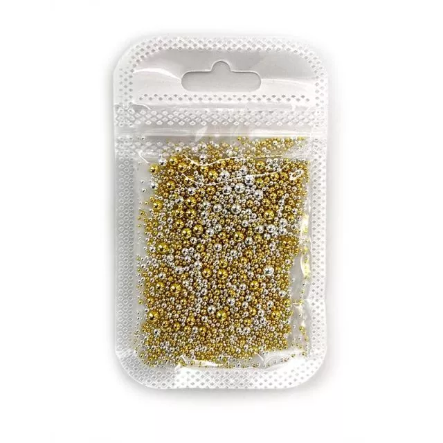 Nail Art Pearls Mixed Pack Gold and Silver 0.8mm -  3mm / 20g