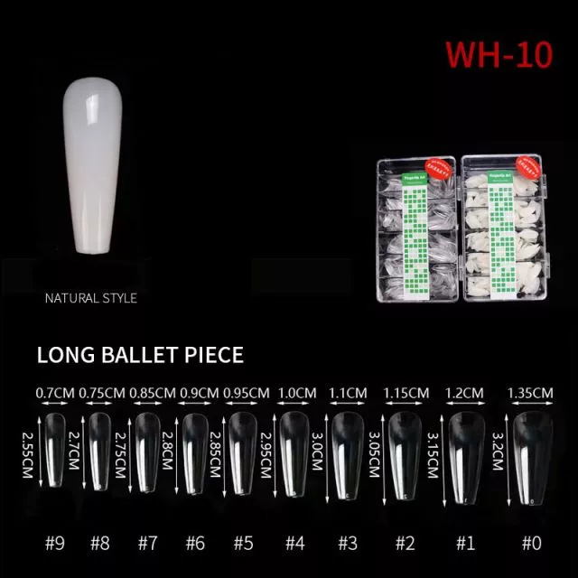 Kynsitipit Ballerina WH10 Natural 500 kpl