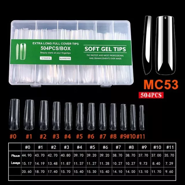 Extra Long Soft Gel Kynsitipit 53# 504 kpl