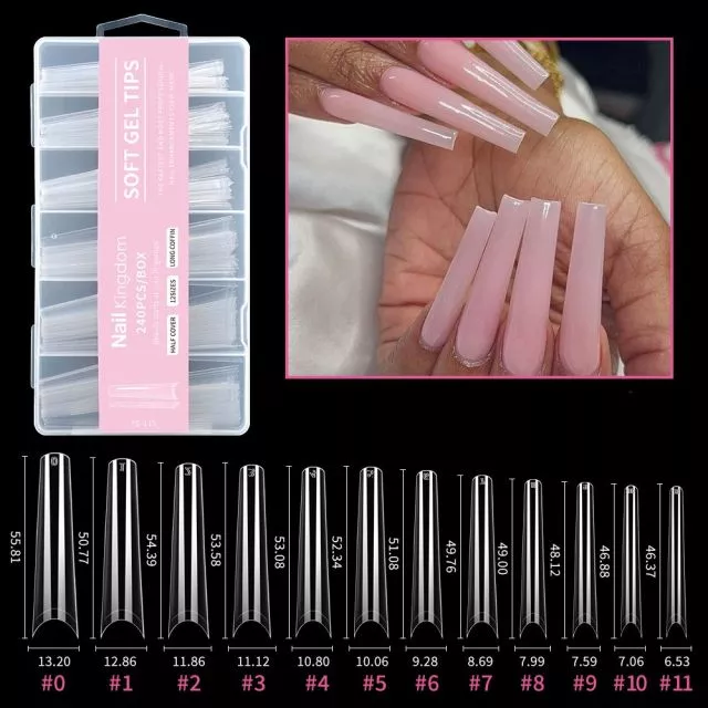 Soft Gel Kynsitipit 115# Clear 240 kpl XXXL