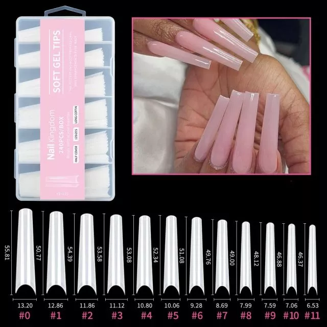 Soft Gel Kynsitipit 115# Natural 240 kpl XXXL