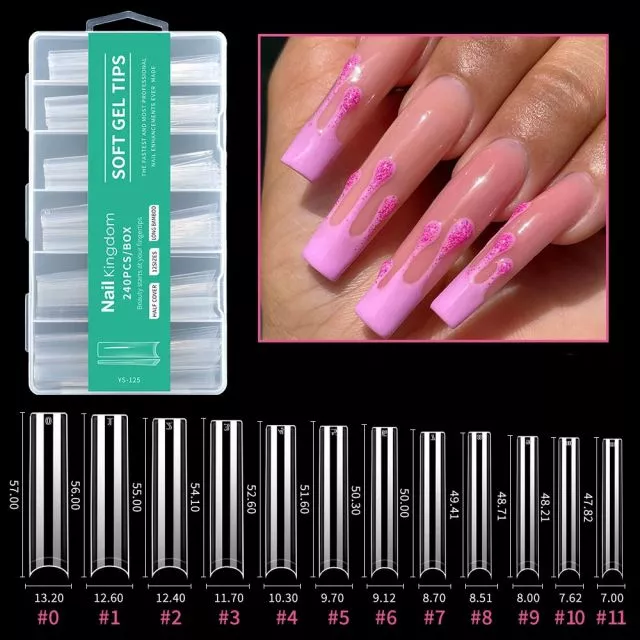 Soft Gel Kynsitipit 125# Clear 240 kpl XXXL