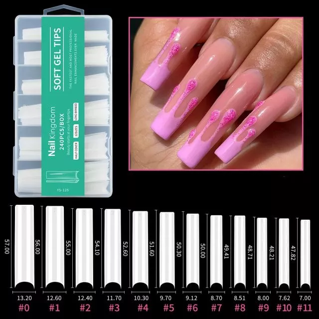 Soft Gel Kynsitipit 125# Natural 240 kpl XXXL