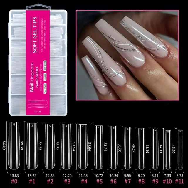 Soft Gel Kynsitipit 126# Clear 240 kpl XXXL