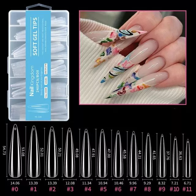 Soft Gel Kynsitipit 130# Clear 240 kpl XXXL