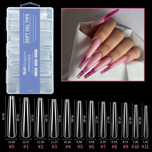 Soft Gel Kynsitipit 134# Clear 240 kpl XXXL