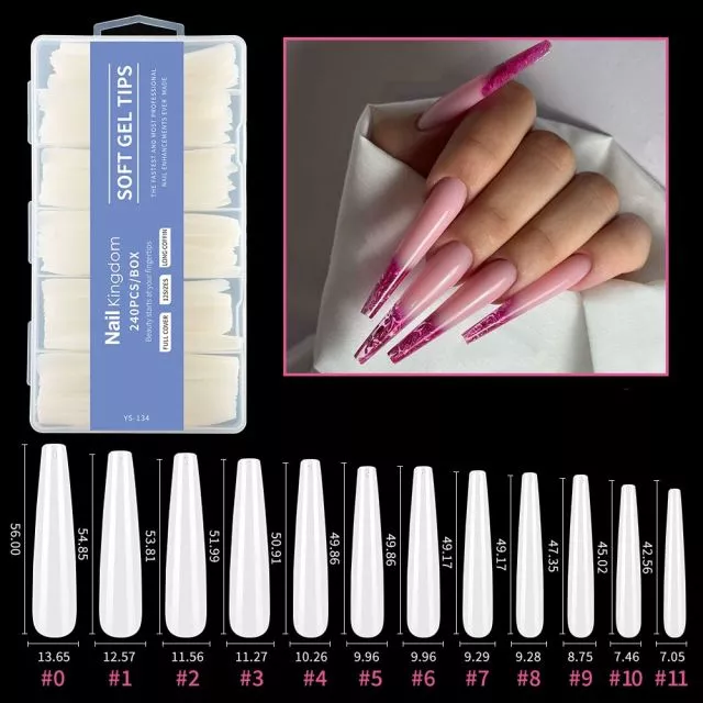 Soft Gel Kynsitipit 134# Natural 240 kpl XXXL