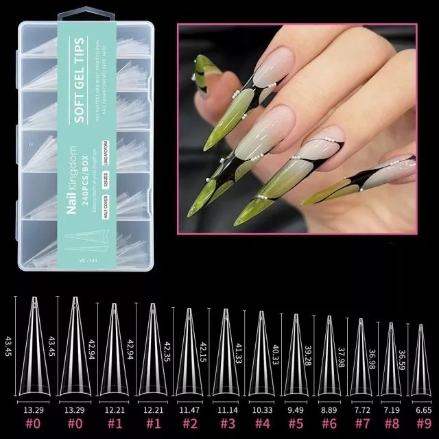 Soft Gel Kynsitipit 141# Clear 240 kpl XXXL