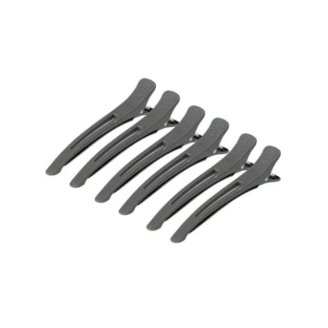 Clamps hairdressing clips for hair 6 pcs 11.5 cm gray