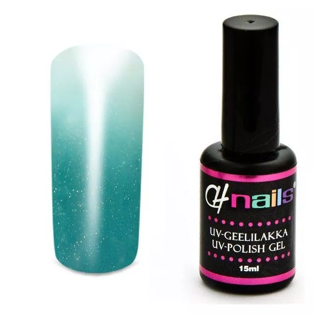 CH Nails Thermo Geelilakka Turkoosi-Valkea Metallic