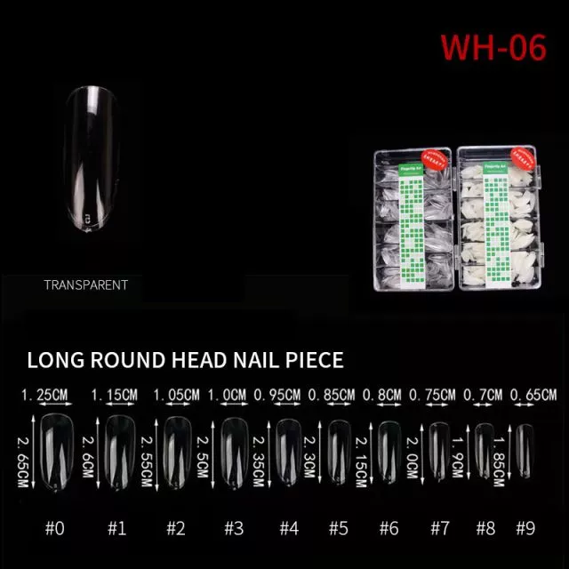 Kynsitipit Long Round WH06 Clear 500 kpl