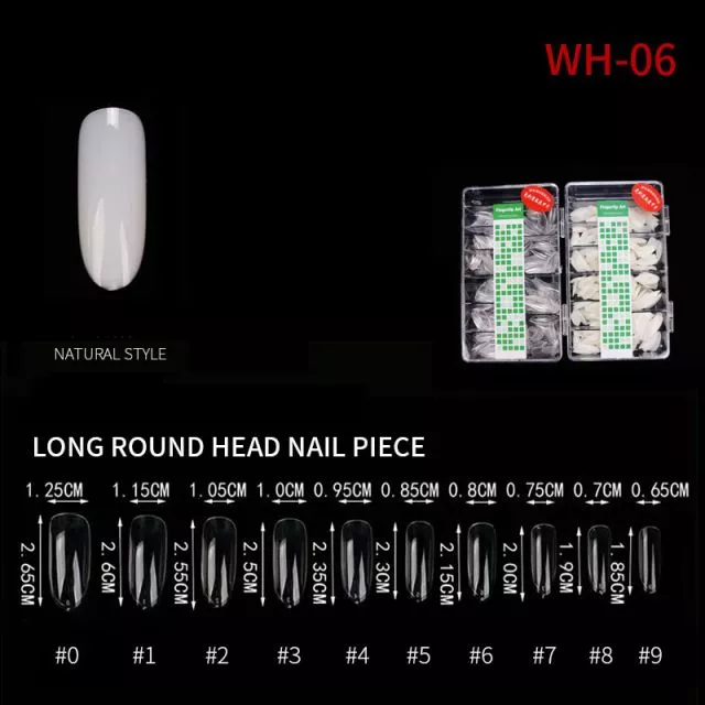 Kynsitipit Long Round WH06 Natural 500 kpl